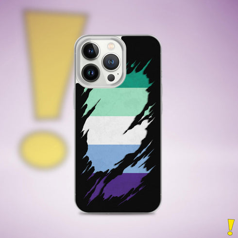 Gay Male Pride Flag Ripped Reveal Clear Case for iPhone®